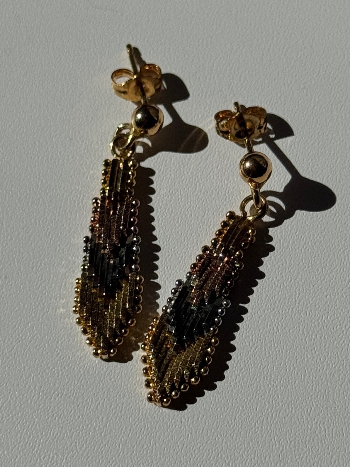 925 Sterling Silver 3 Colors Gold Plated Italy Earrings