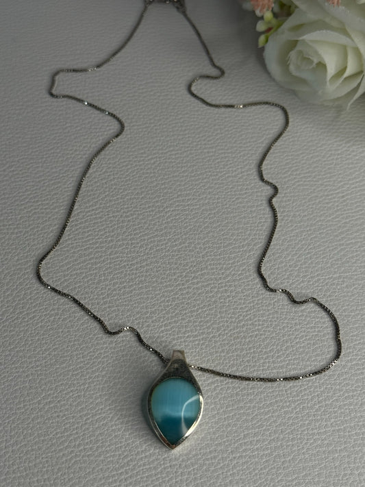 925 Sterling Silver Larimar Necklace Length 18 Inch