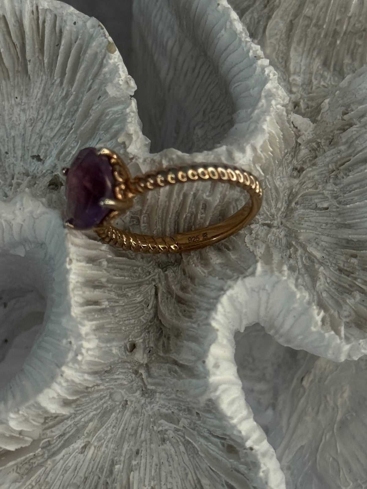 925 Sterling Silver Amethyst Ring Size 6.5