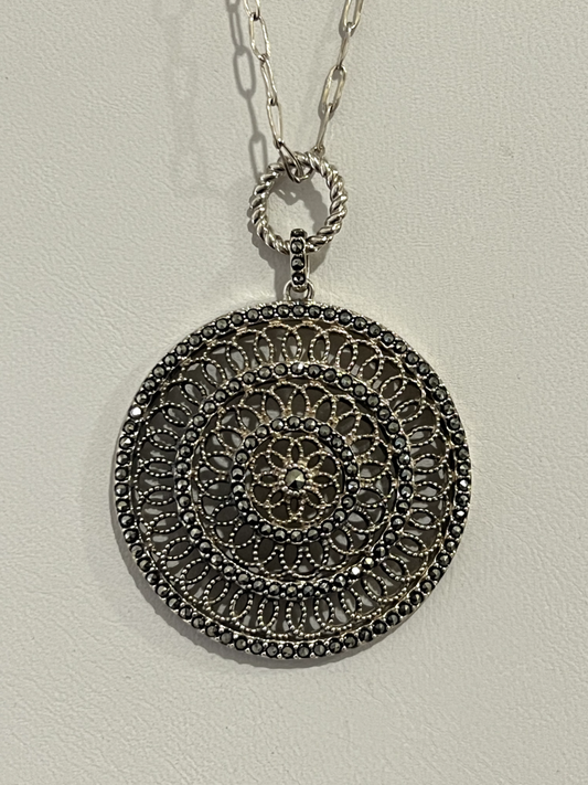 925 Sterling Silver Marcasite Necklace