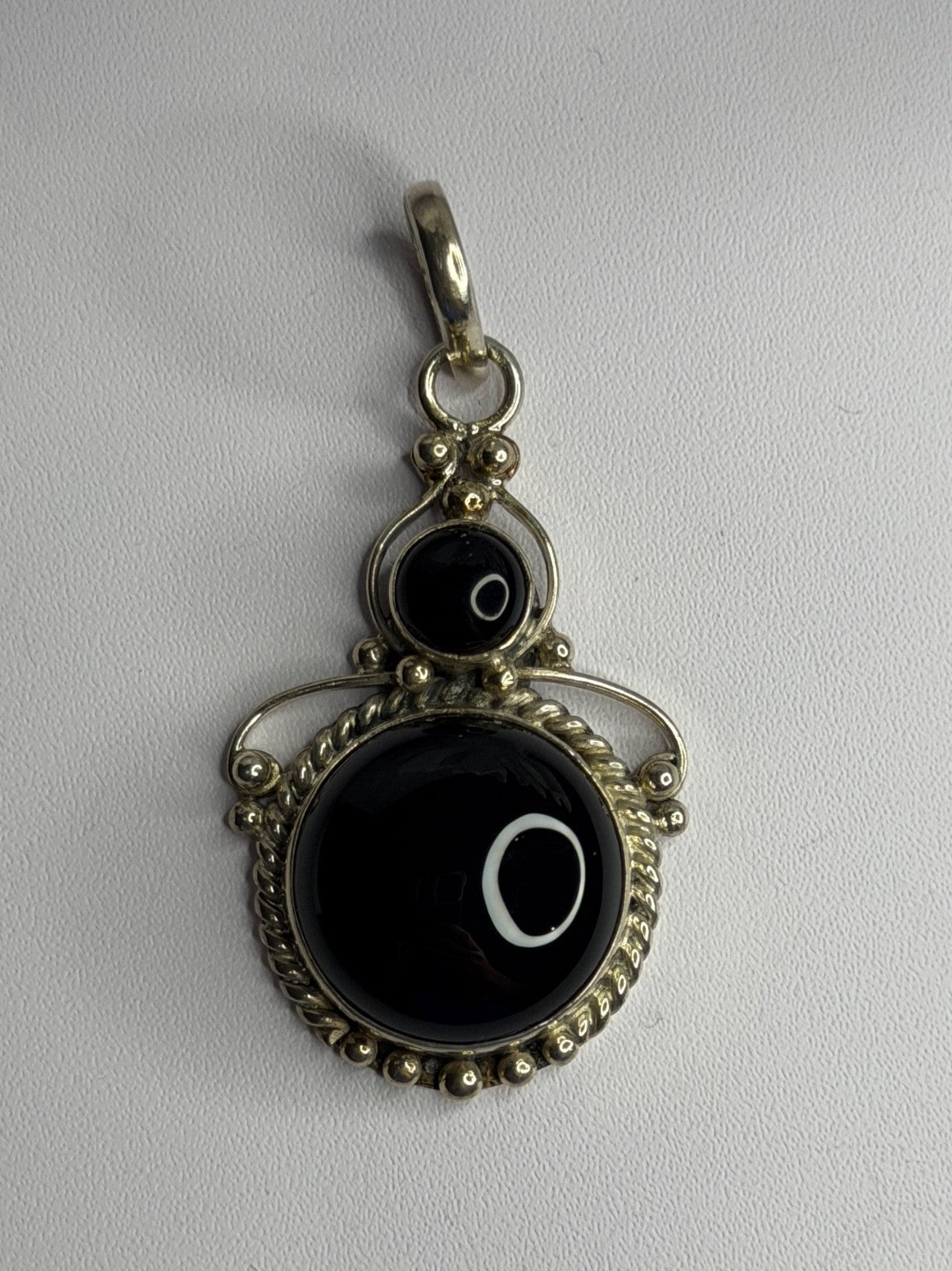 Vintage 925 Sterling Silver Agate Pendant Length 2 in