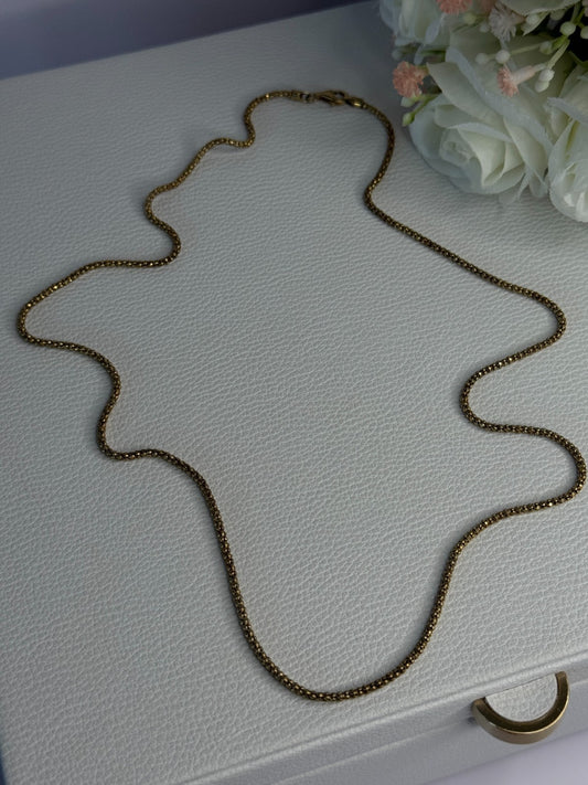 925 Sterling Silver Gold Plated Italy Lirm Necklace Chain Length 22 Inch
