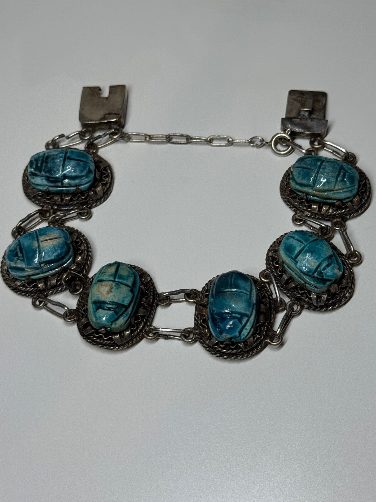 Vintage 925 Sterling Silver Turquoise Bracelet Length 7 Inch