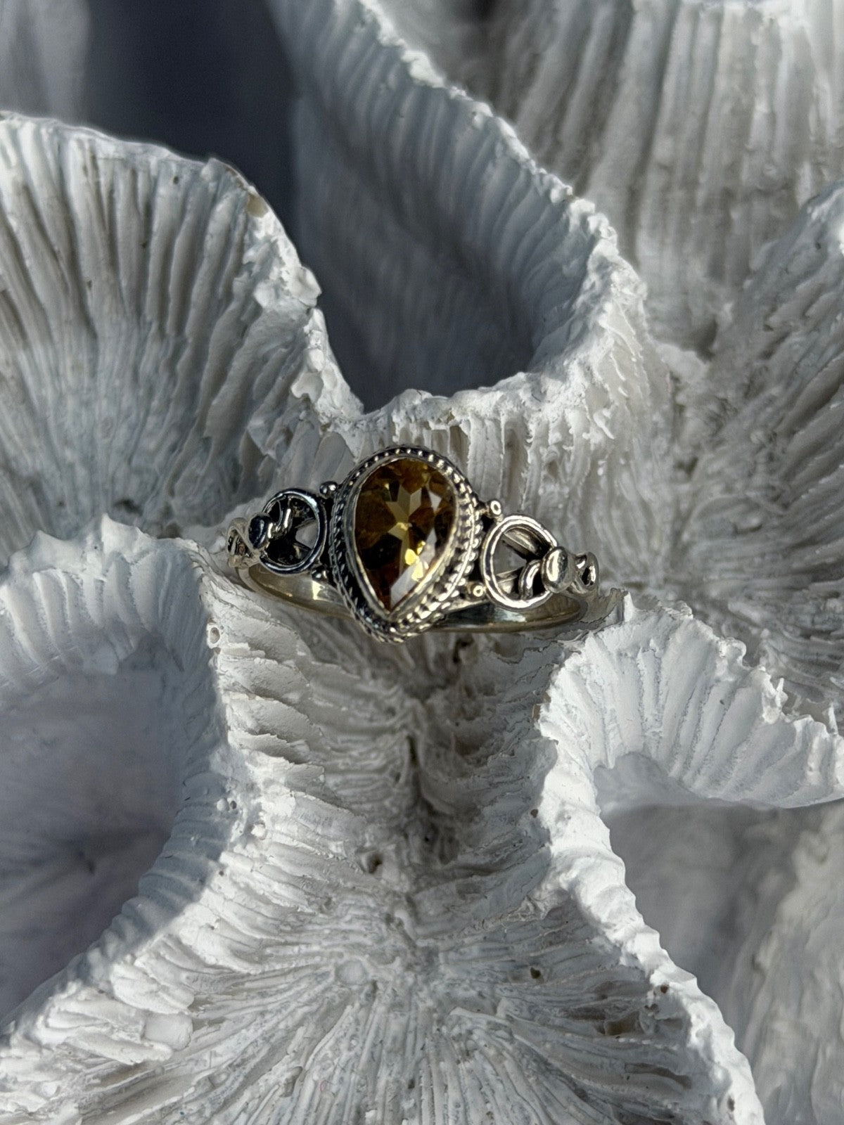 925 Sterling Silver Citrine Ring Size 7