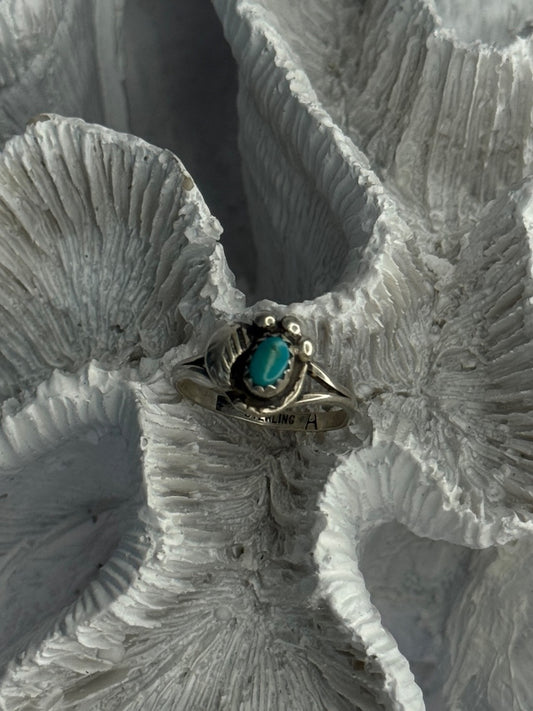 Vintage 925 Sterling Silver Turquoise Ring Size 6