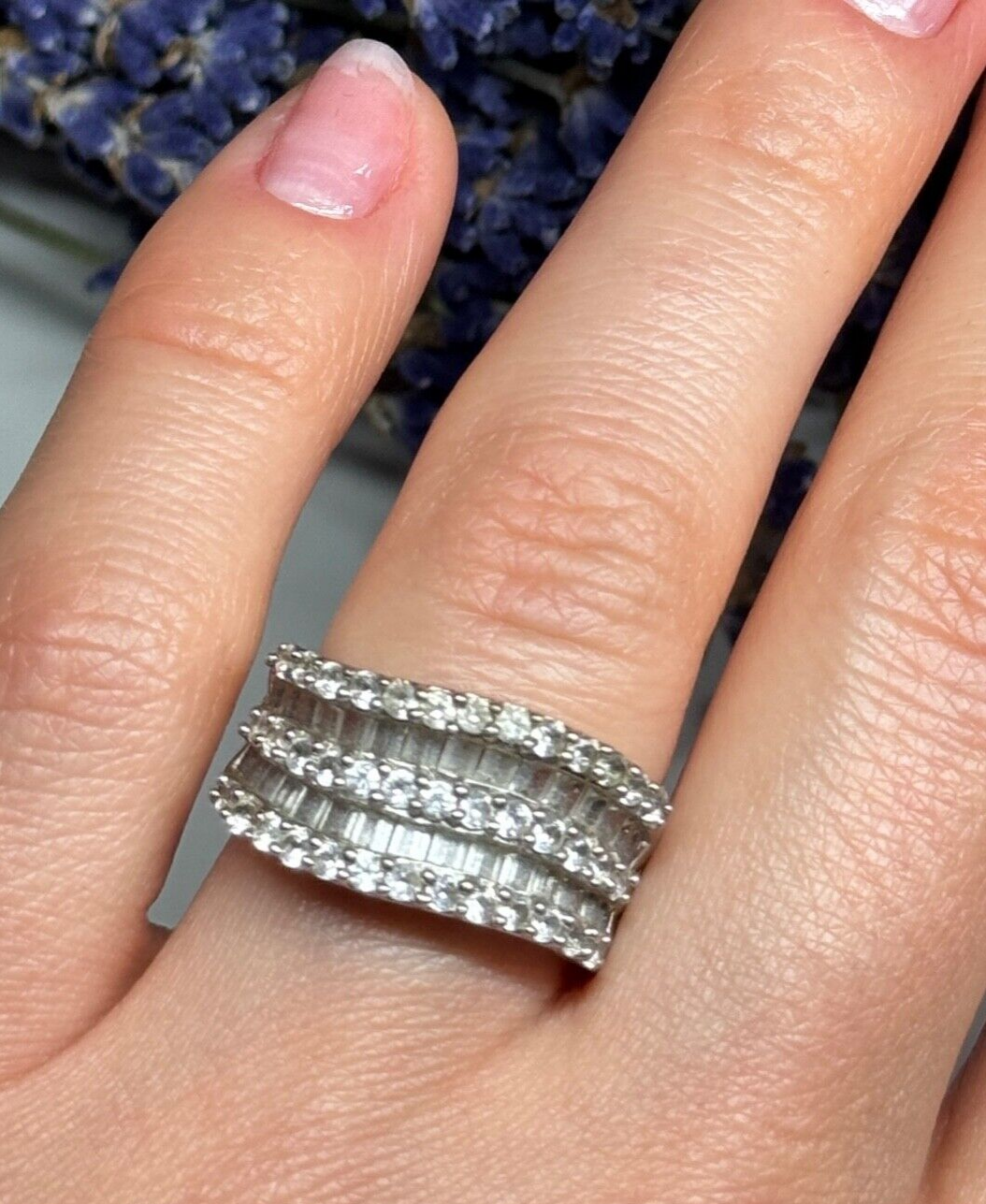 925 Sterling Silver Sapphire Ring Size 6