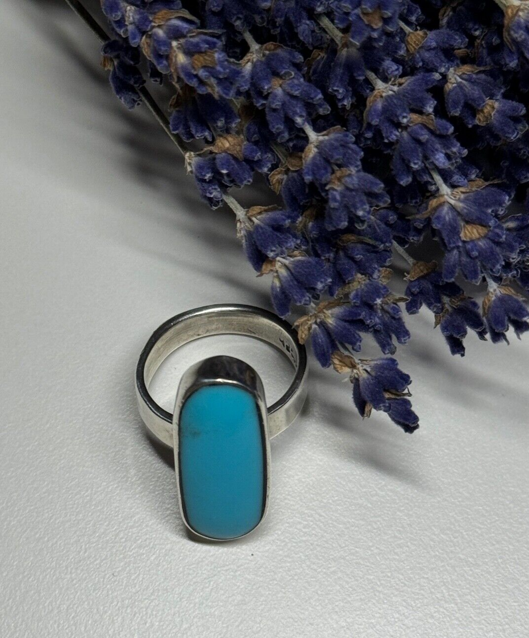 925 Sterling Silver Larimar Ring Size 8