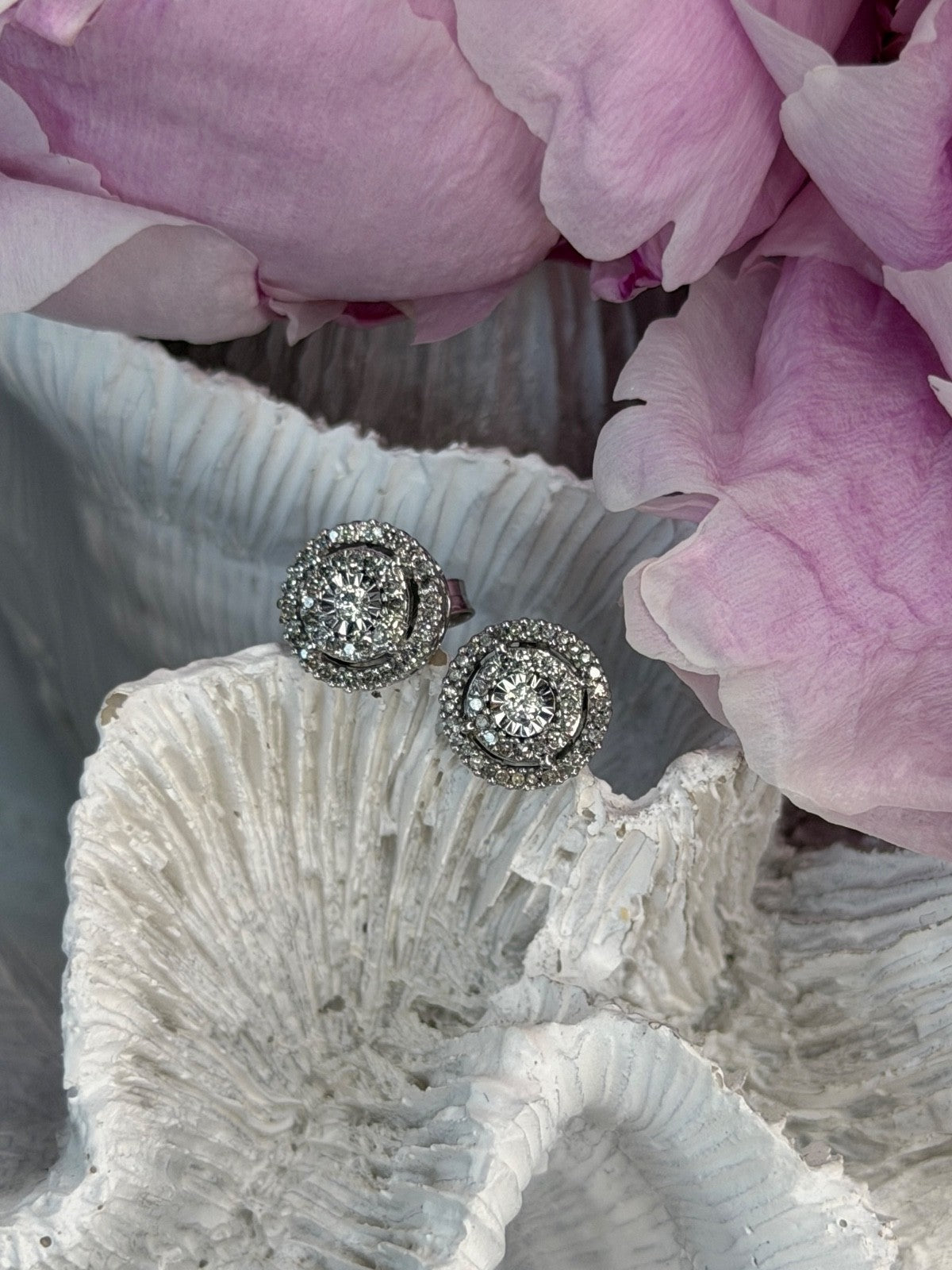 10K White Gold Diamond tcw 0.16 ct Stud Earrings