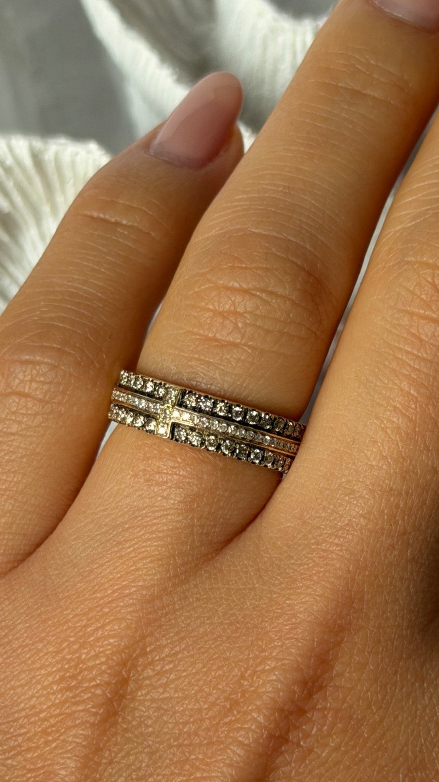 10K Yellow Gold White 0.17 ct & Chocolate 0.32 ct Diamond Ring Size 7