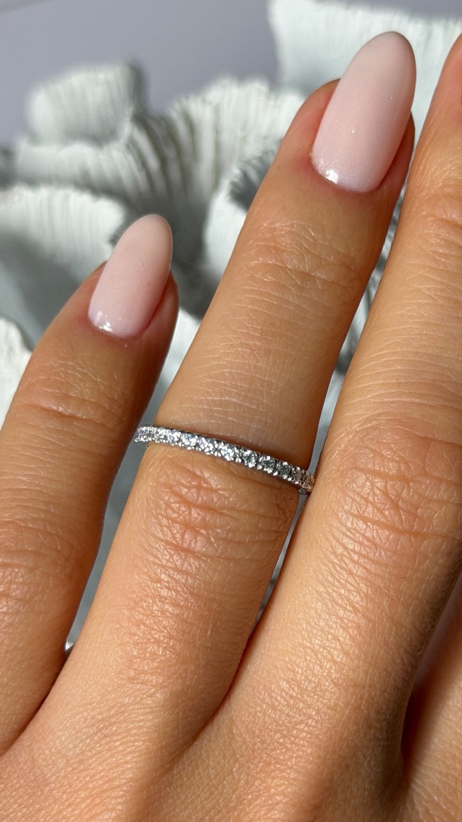 14K White Gold Custom Diamond 0.58 ct Ring Size 6