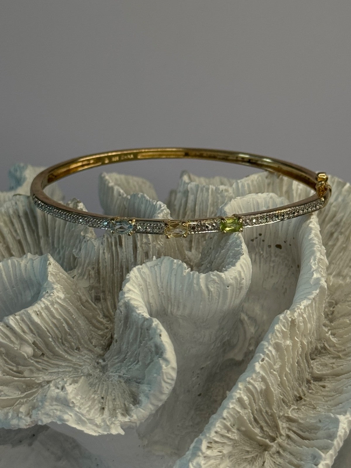 925 Sterling Silver Gold Plated Topaz Citrine Peridot Bracelet