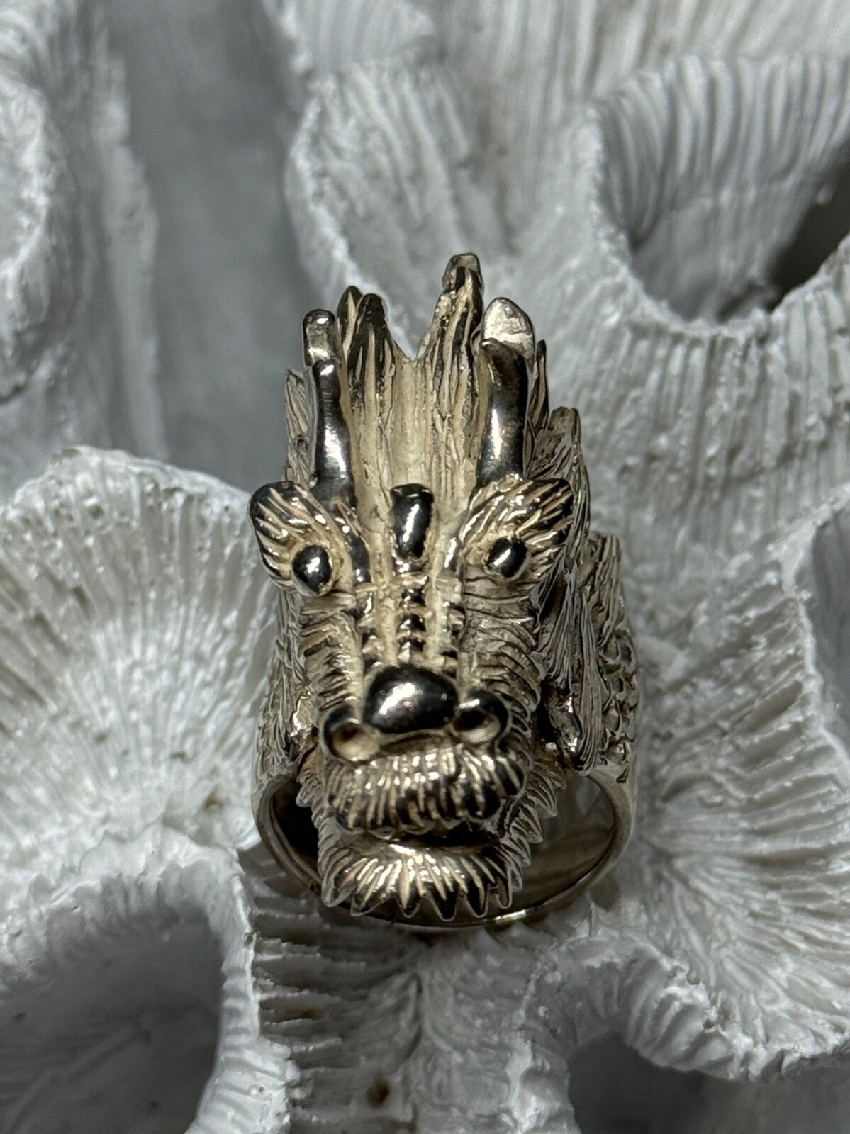 925 Sterling Silver Dragon Ring Size 11