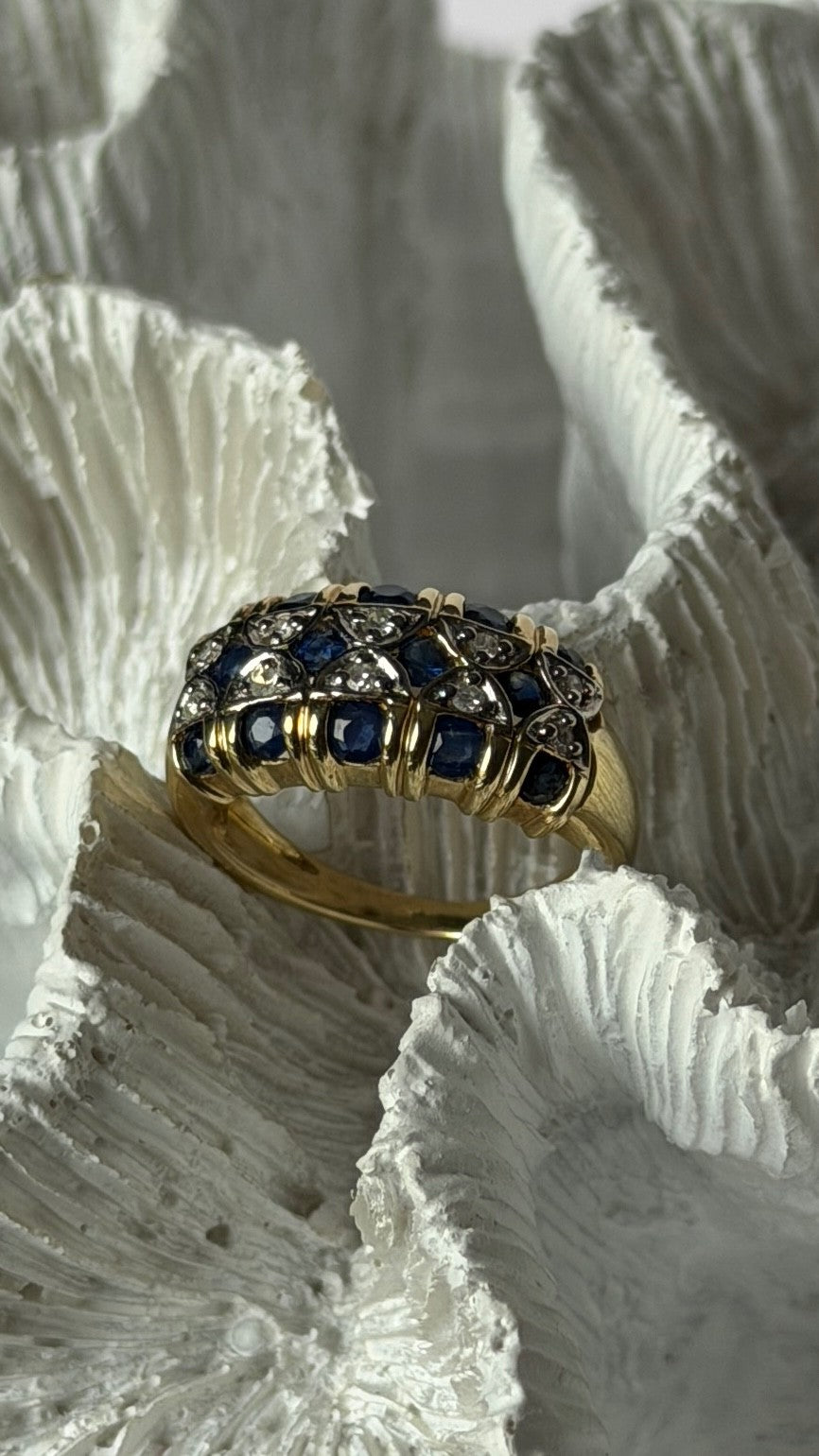 14K Yellow Gold Sapphire 0.84 ct & Diamond 0.15 ct Ring Size 5