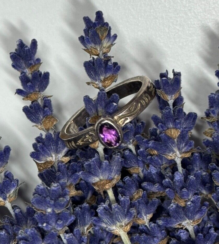 925 Sterling Silver Amethyst Ring Size 6