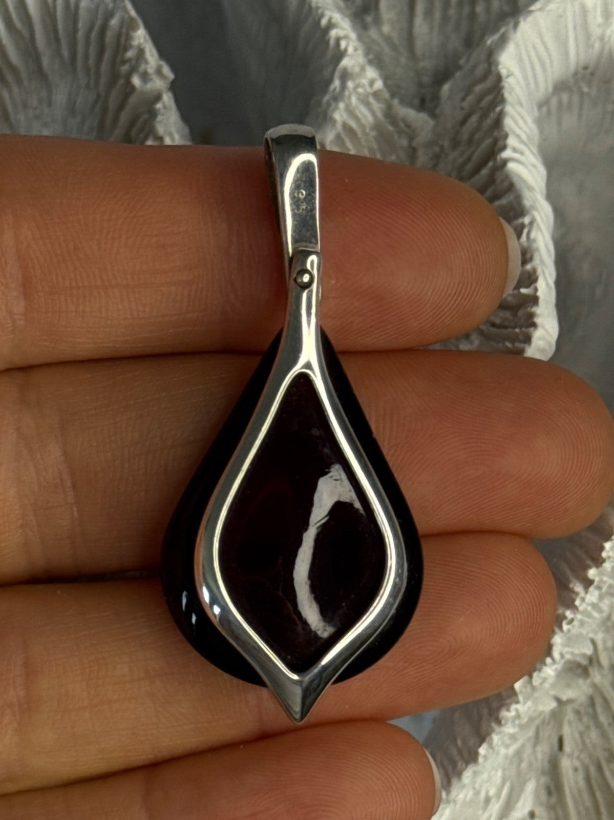 925 Sterling Silver Pyrope Garnet Pendant Length 1.90 Inch
