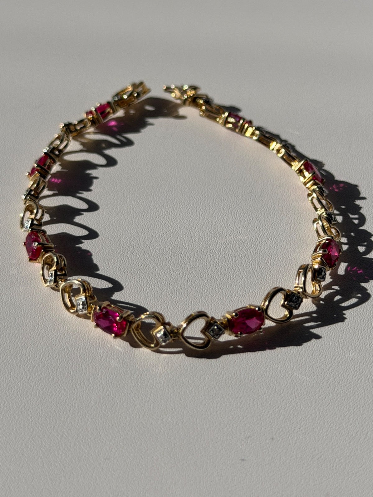 925 Sterling Silver Gold Plated Pink Topaz Bracelet