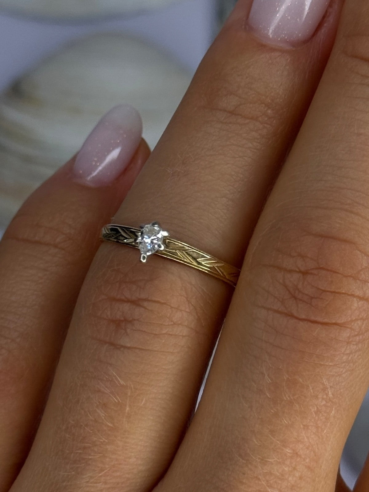 14K P HKS Yellow Gold Diamond 0.10 Carat Ring Size 6