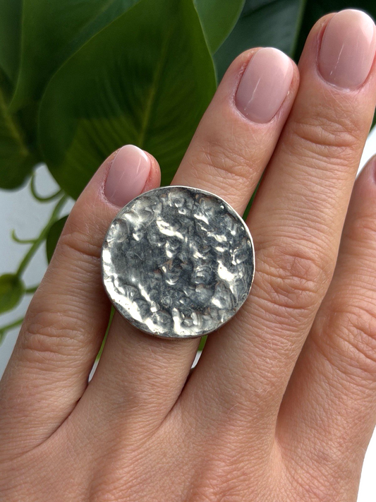 Vintage Abstract Textured Retro 925 Sterling Silver Ring Size 6