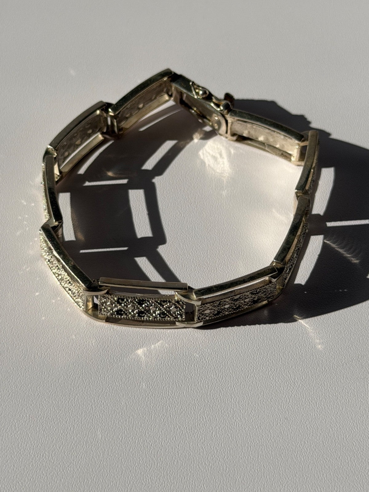 Vintage 925 Sterling Silver Marcasite Bracelet