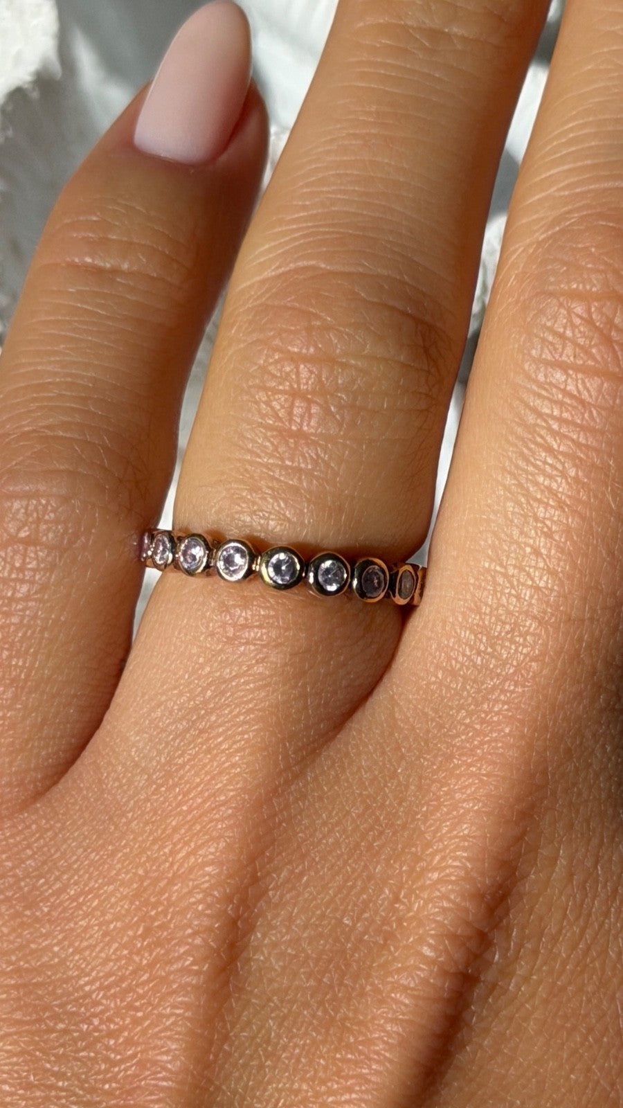 925 Sterling Silver Gold Plated Morganite Ring Size 6