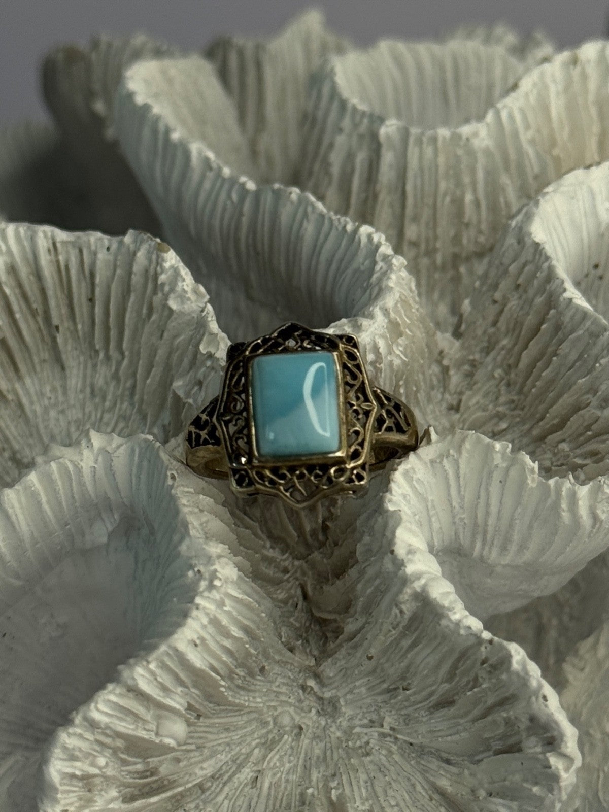 925 Sterling Silver Bbj Larimar Ring Size 5