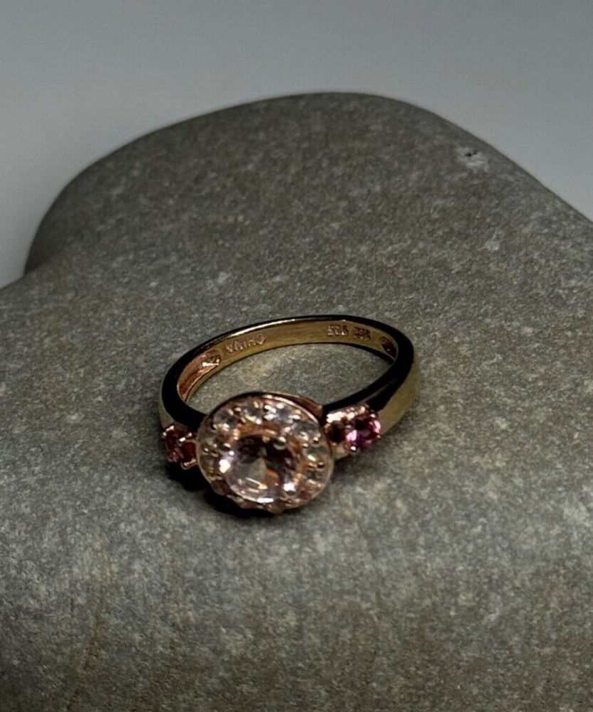 925 Sterling Silver Gold Plated Spinel Ring Size 7