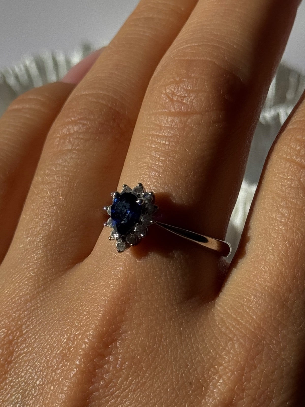 925 Sterling Silver Sapphire & Beryl Ring Size 9