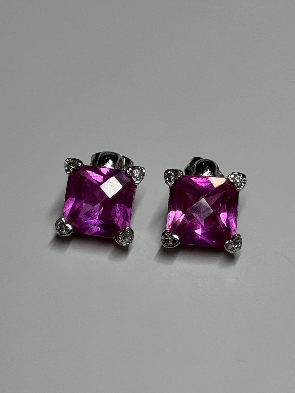 925 Sterling Silver Pink Topaz Earrings Length 0.5 Inch