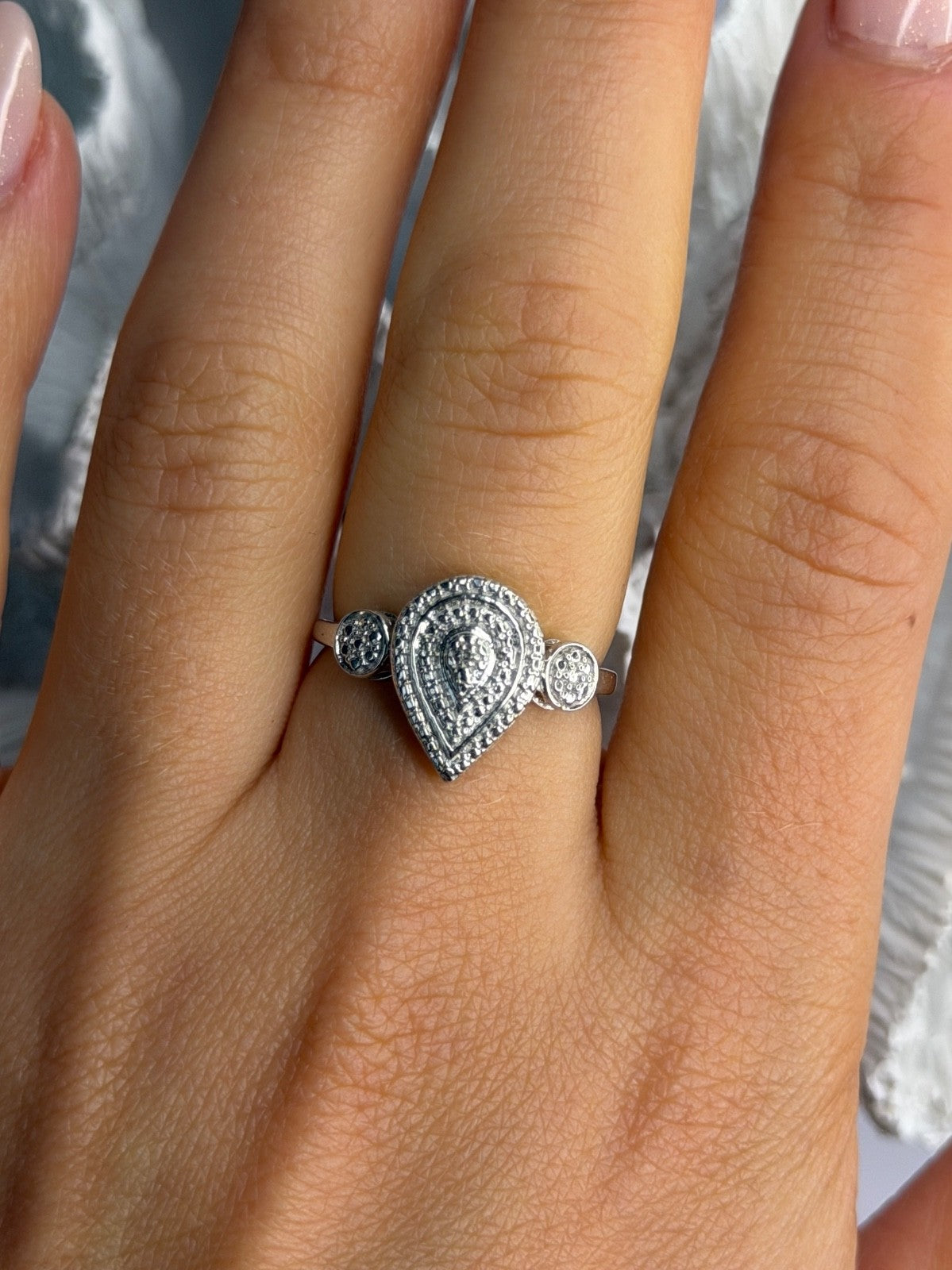 925 Sterling Silver Diamond Ring Size 7