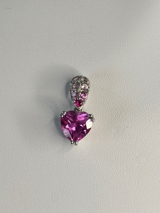 10K White Gold Pink Topaz Heart Pendant