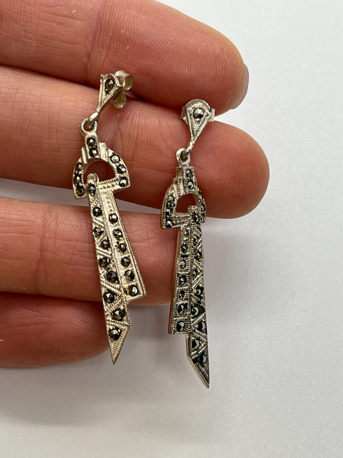 Vintage 925 Sterling Silver & Marcasites Earrings