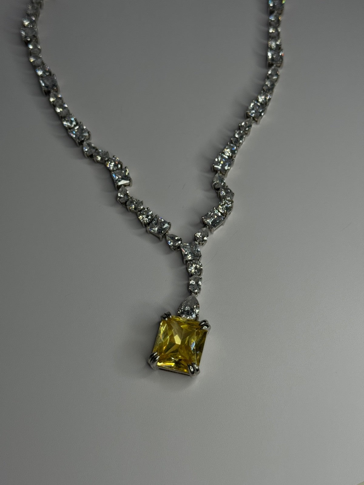 Beautiful 925 Sterling Silver Citrine & Beryl Necklace Length 18 Inch
