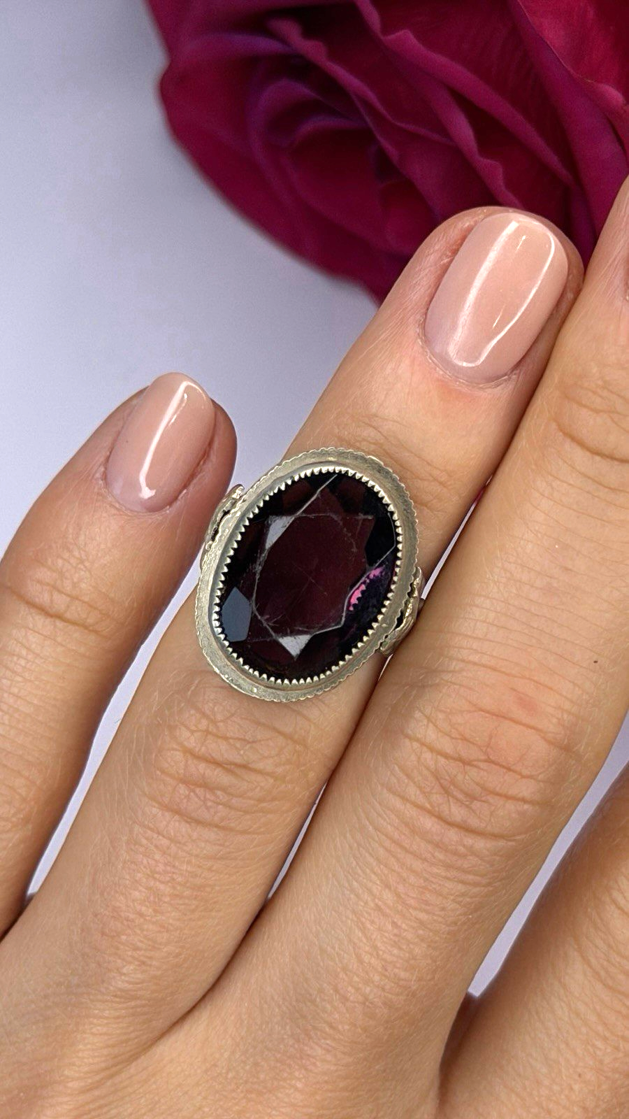 Vintage 925 Sterling Silver Purple Amethyst Ring Size 4.5
