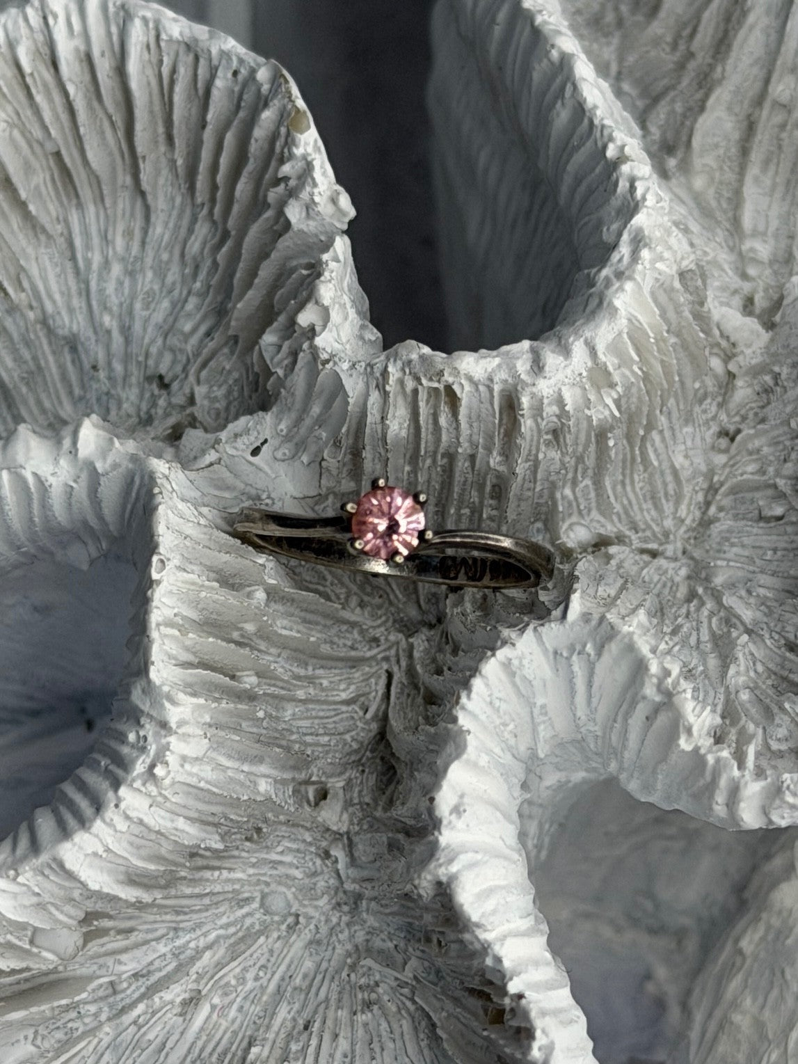 925 Sterling Silver Morganite Ring Size 4