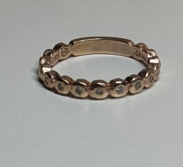 925 Sterling Silver Gold Plated CZ Ring Size 7