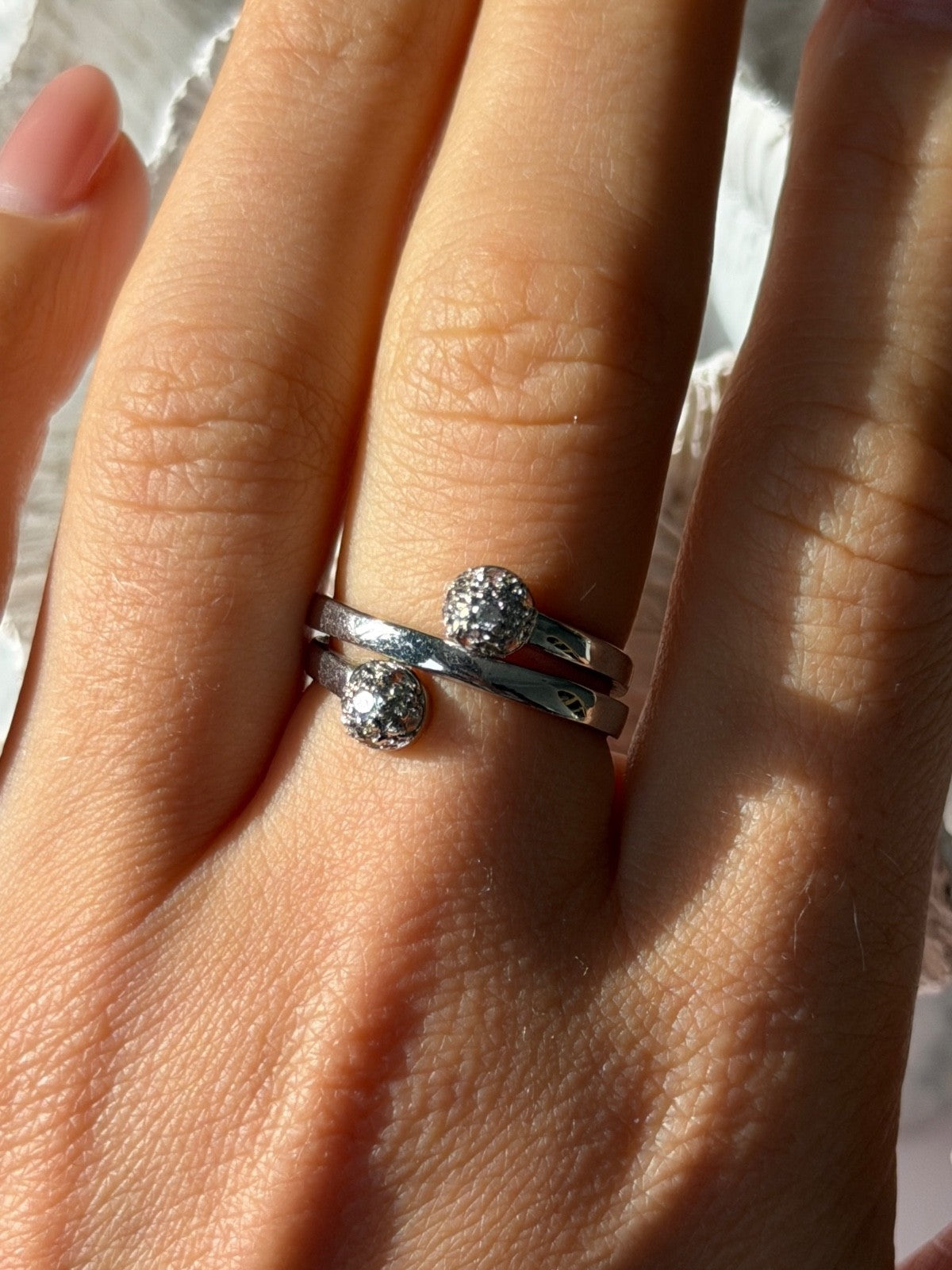 925 Sterling Silver White Topaz Ring Size 9