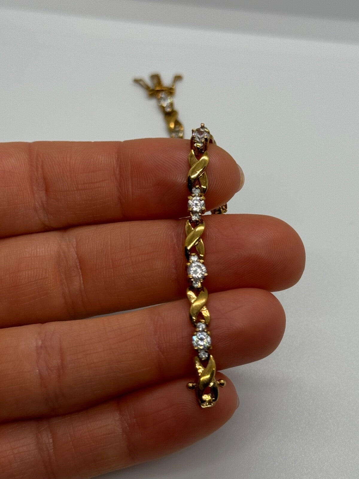 925 Sterling Silver Gold Plated CZ Bracelet