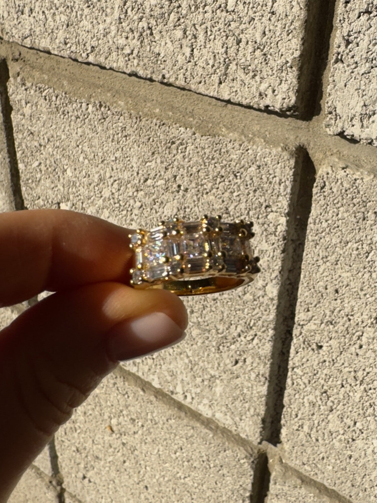 925 Sterling Silver Gold Plated CZ Ring Size 7