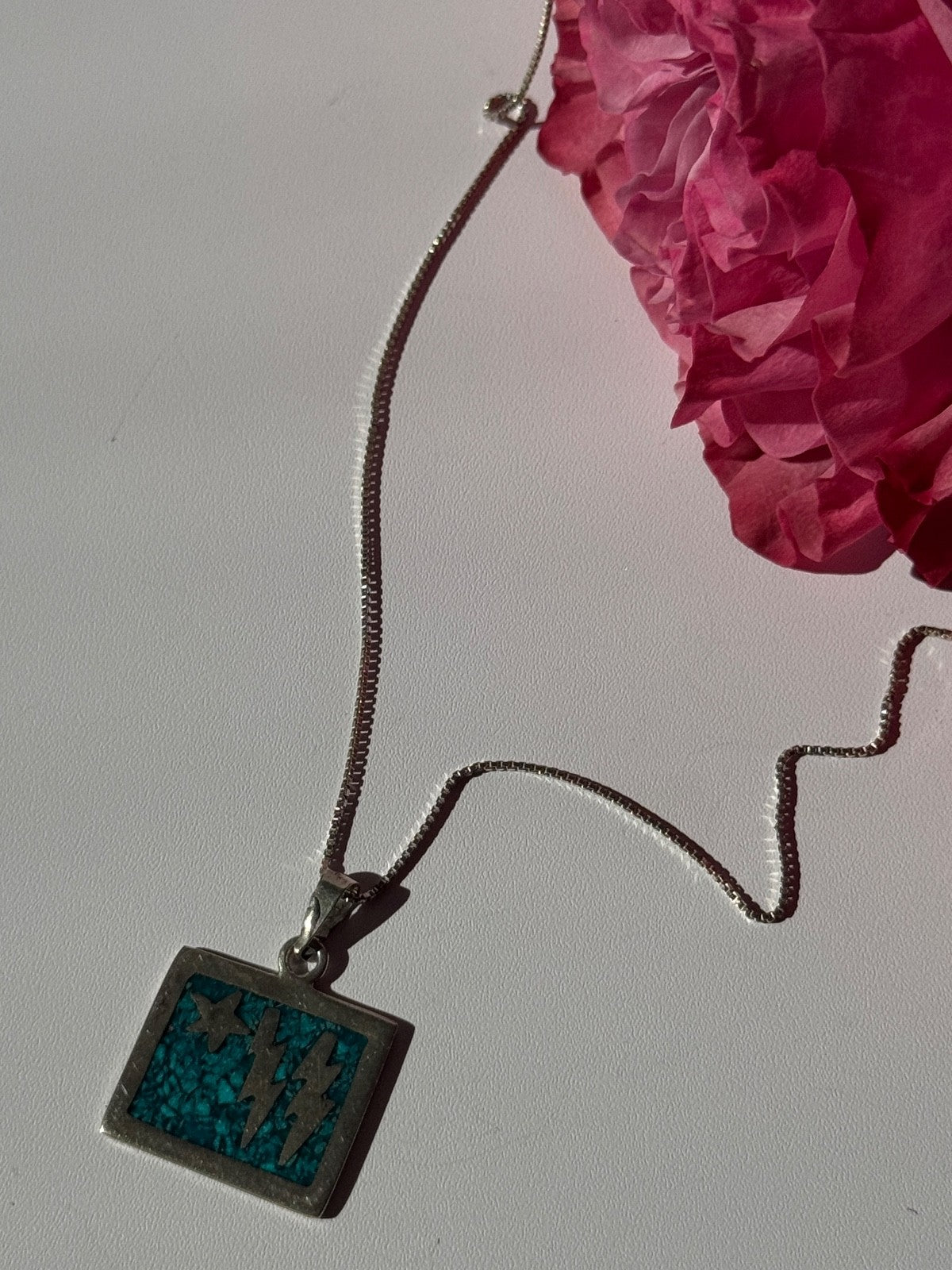925 Sterling Silver Turquoise Necklace Length 21 Inch