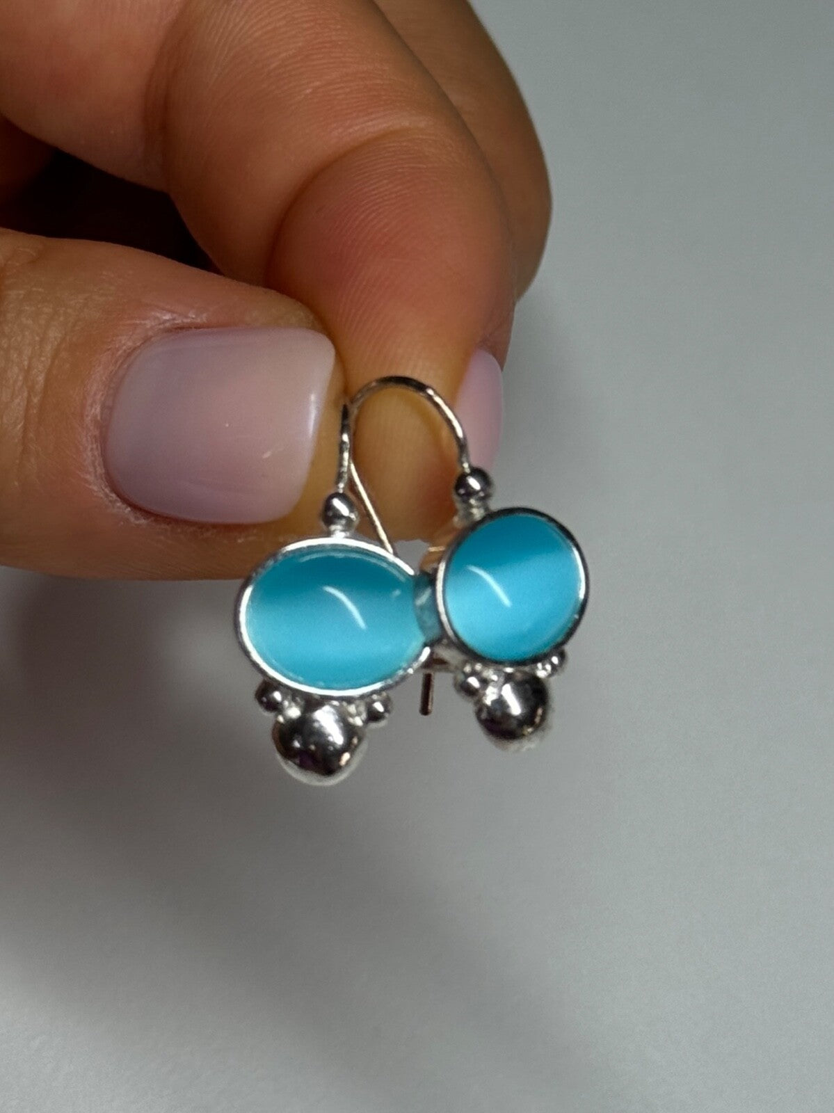925 Sterling Silver Moon Stone Earrings Length 22 Mm