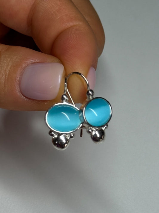 925 Sterling Silver Moon Stone Earrings Length 22 Mm
