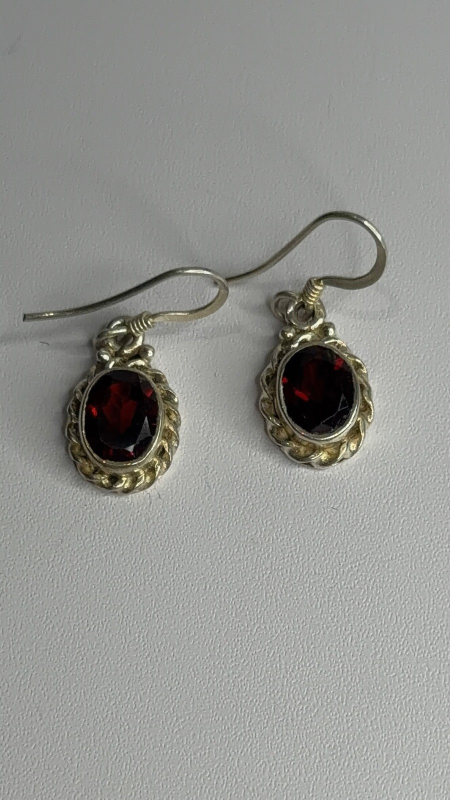 Vintage 925 Sterling Silver Garnet Earrings