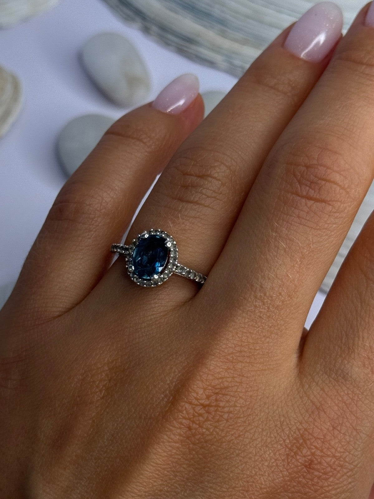 925 Sterling Silver Spinel & Beryl Ring Size 7