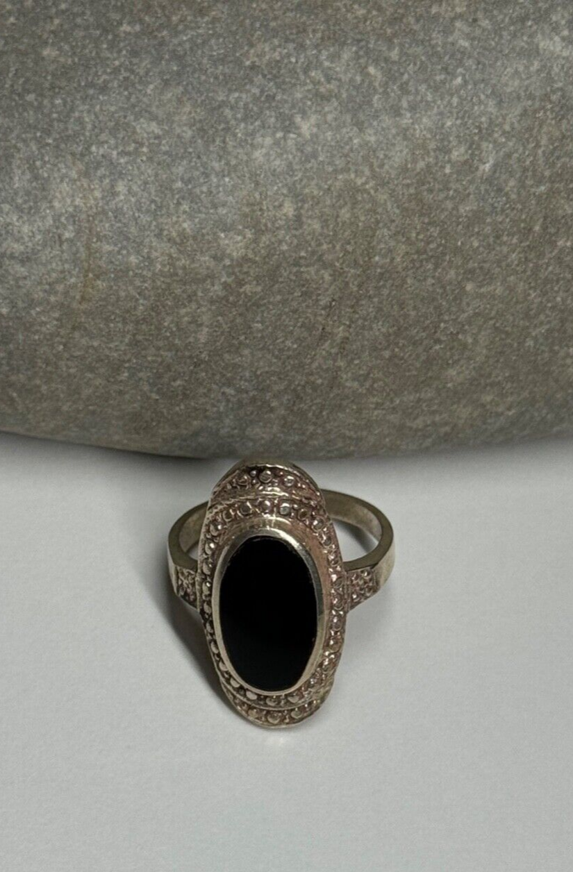 925 Sterling Silver Onyx Ring Size 5.5