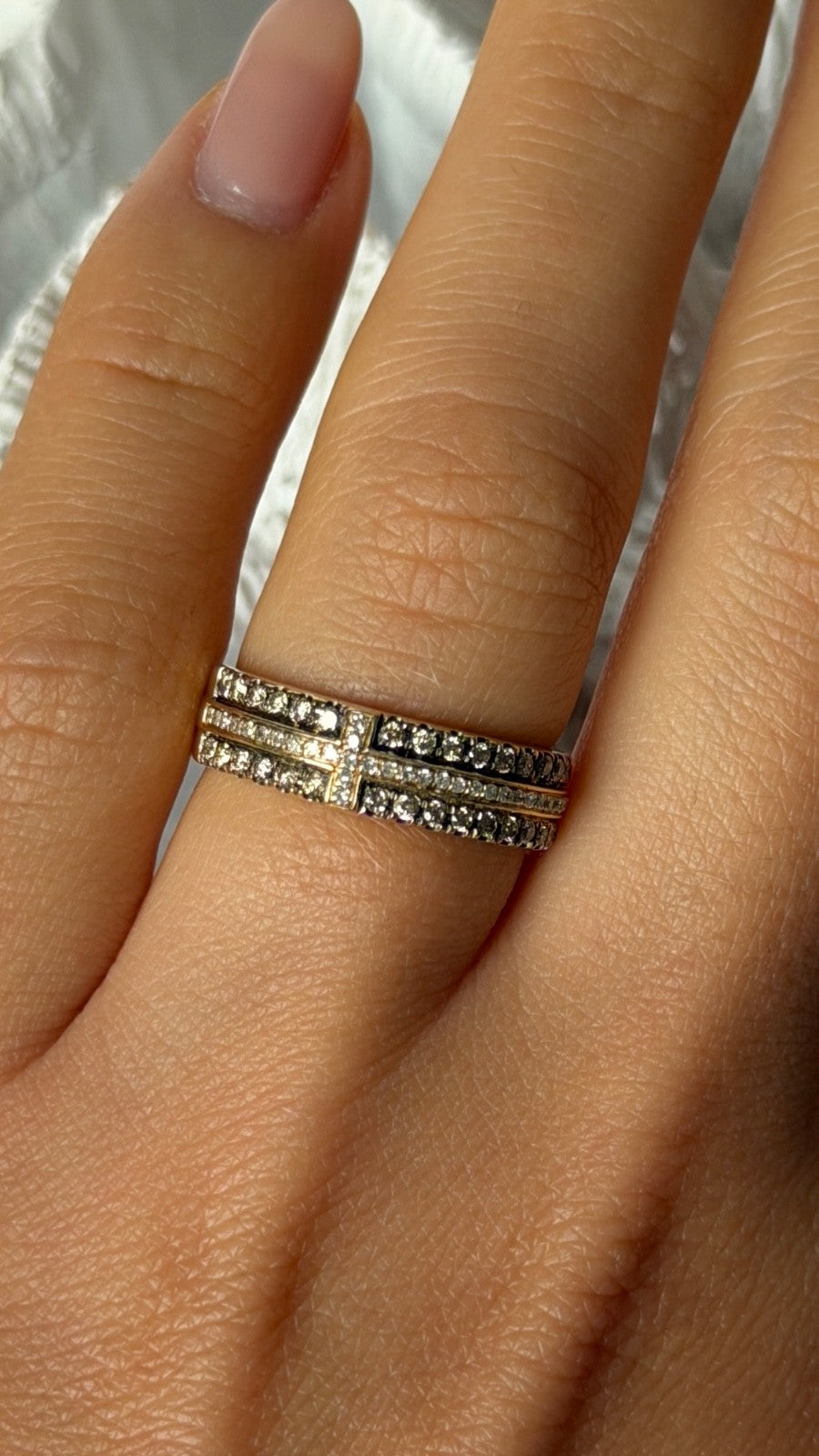 10K Yellow Gold White 0.17 ct & Chocolate 0.32 ct Diamond Ring Size 7