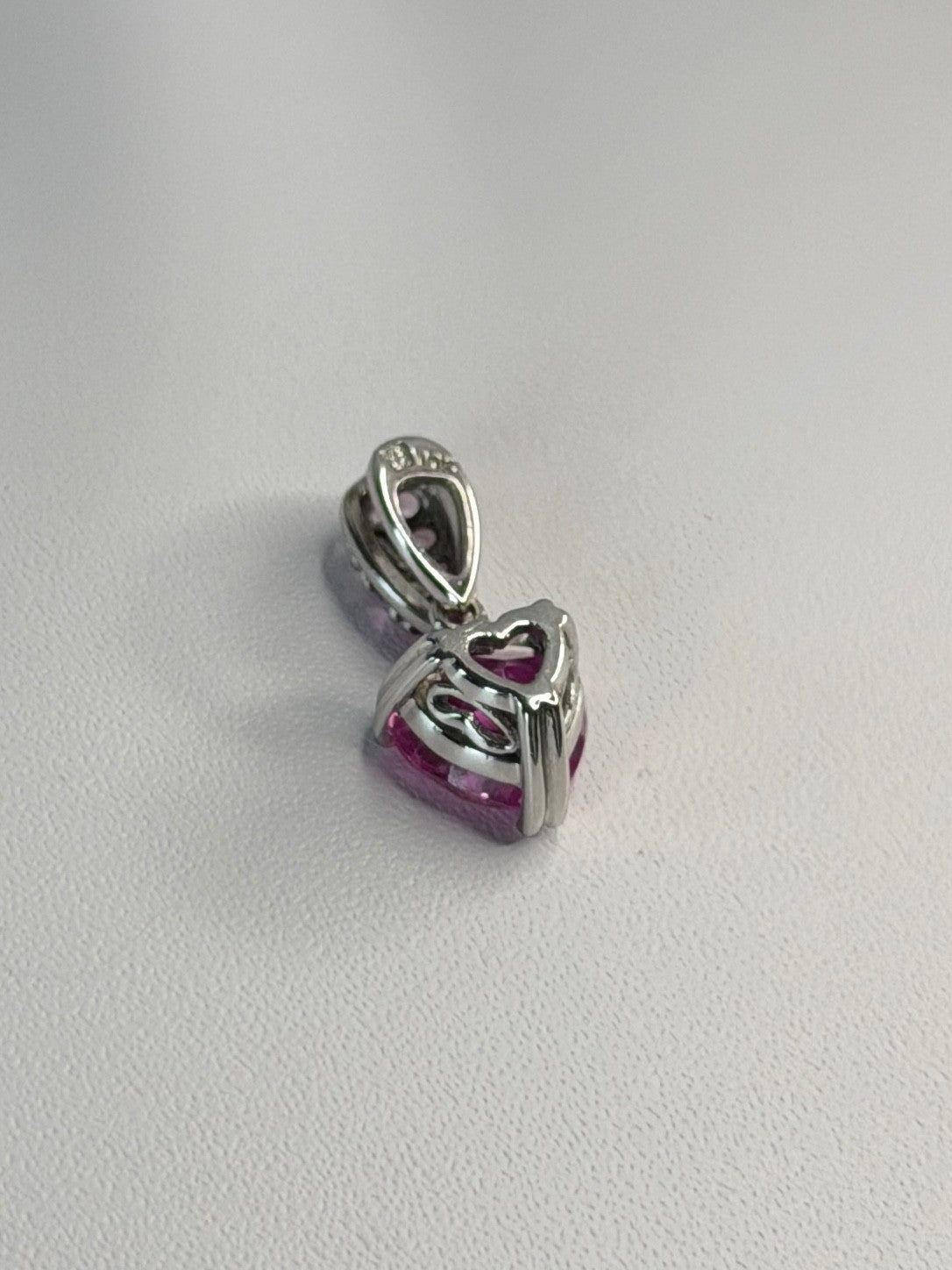 10K White Gold Pink Topaz Heart Pendant