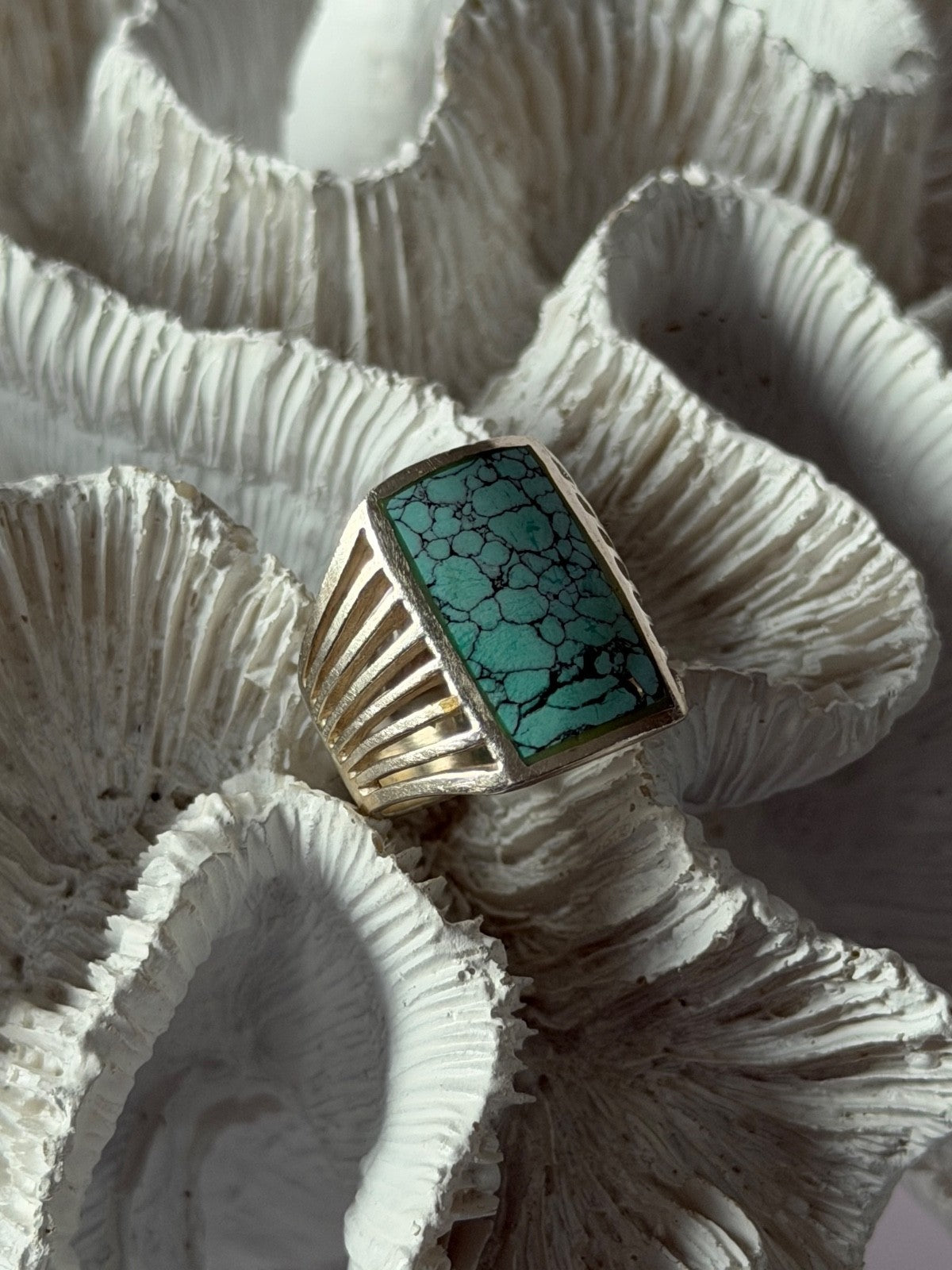925 Sterling Silver Turquoise Ring Size 7.5
