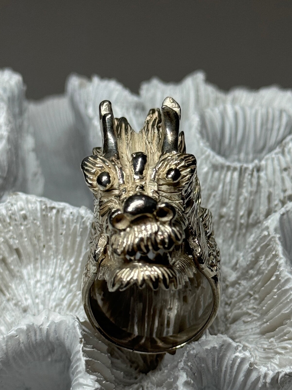 925 Sterling Silver Dragon Ring Size 11