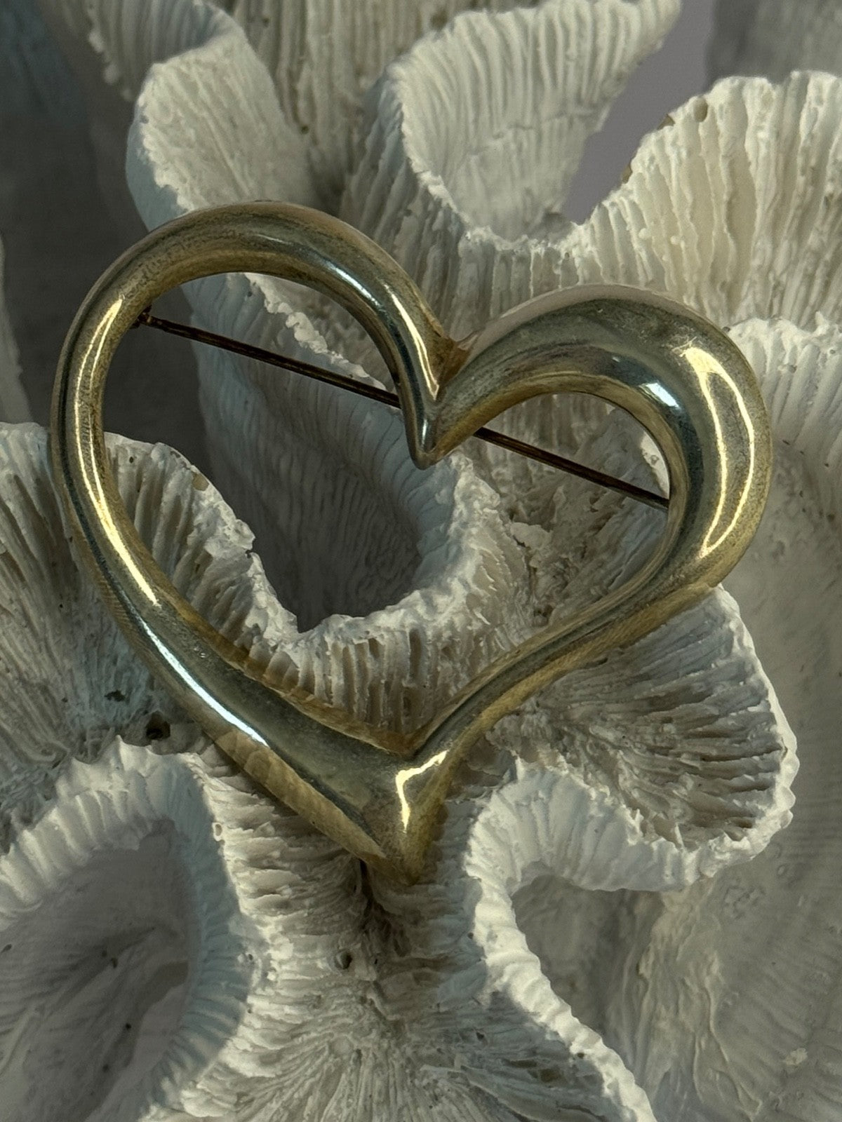 925 Sterling Silver Heart Brooch Length 1.90 Inch
