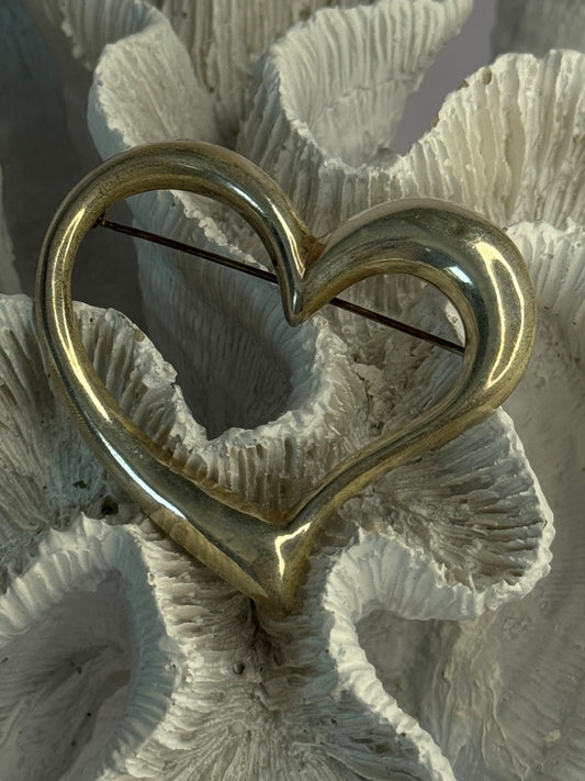 925 Sterling Silver Heart Brooch Length 1.90 Inch